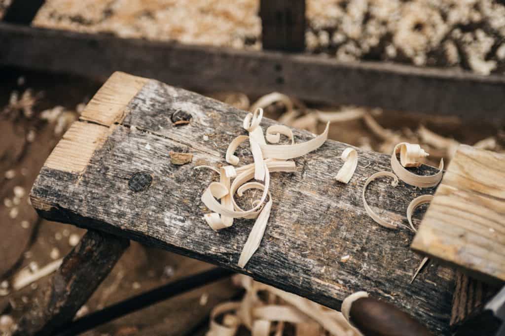 wood shavings in a workshop